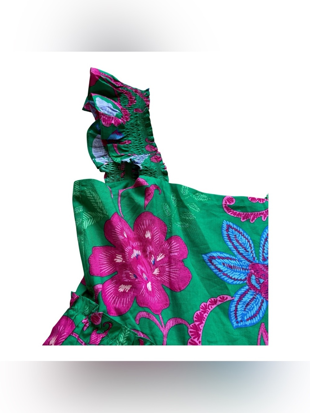 SugarLips Green Floral Ruffle Sleeve Tiered Mini Dress Cotton M NWT Cottagecore - Picture 5 of 13